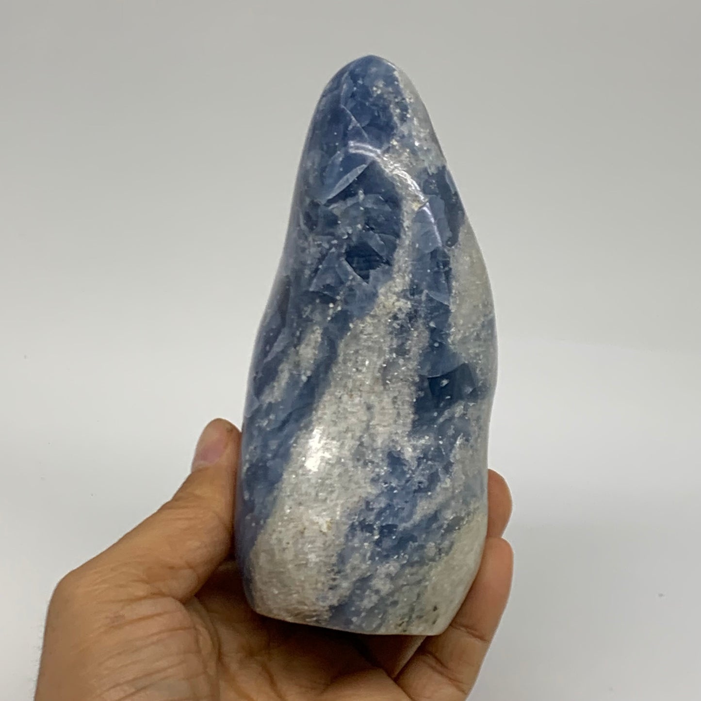 1.59 lbs, 4.9"x3"x2.3", Natural Blue Calcite Polished Freeform Stands, B38362