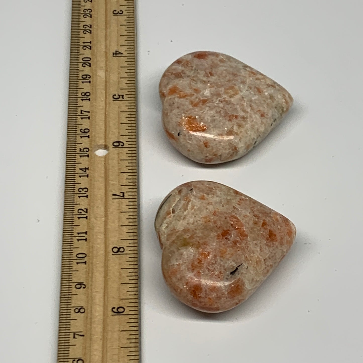 151.2g,1.9"-2", 2pcs, Sunstone Heart Small Polished Healing Crystal,B28030