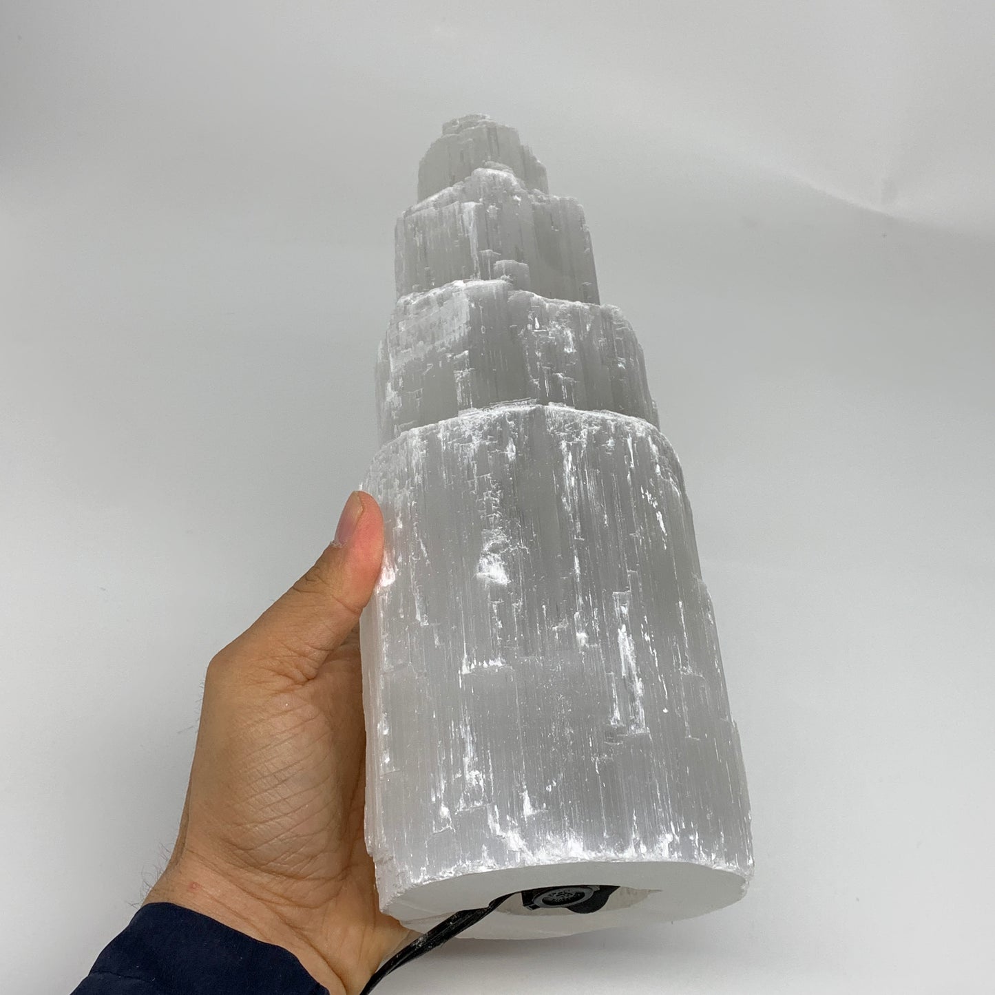 5.7 lb, 9.75"x3.8" White Selenite (Satin Spar) Rough Lamp W/Chord, B35910