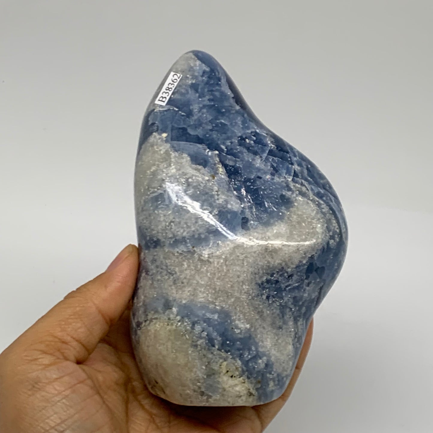 1.59 lbs, 4.9"x3"x2.3", Natural Blue Calcite Polished Freeform Stands, B38362