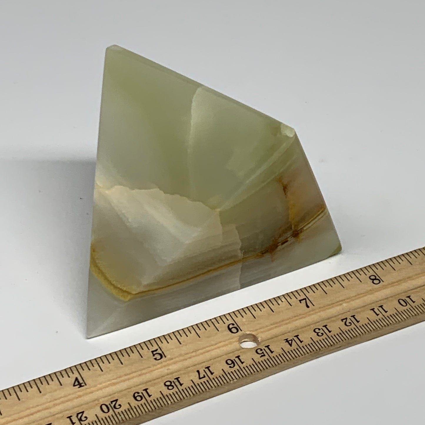 0.9 lbs, 3"x2.8"x2.8", Green Onyx Pyramid Gemstone Crystal, B32461