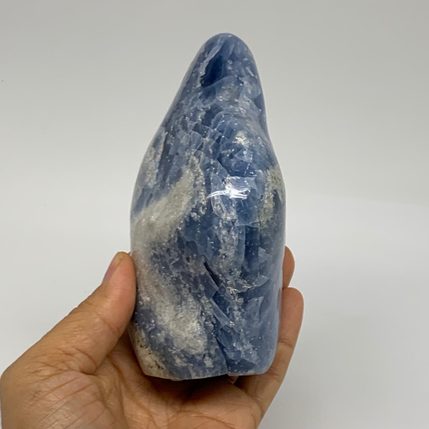 1.59 lbs, 4.9"x3"x2.3", Natural Blue Calcite Polished Freeform Stands, B38362