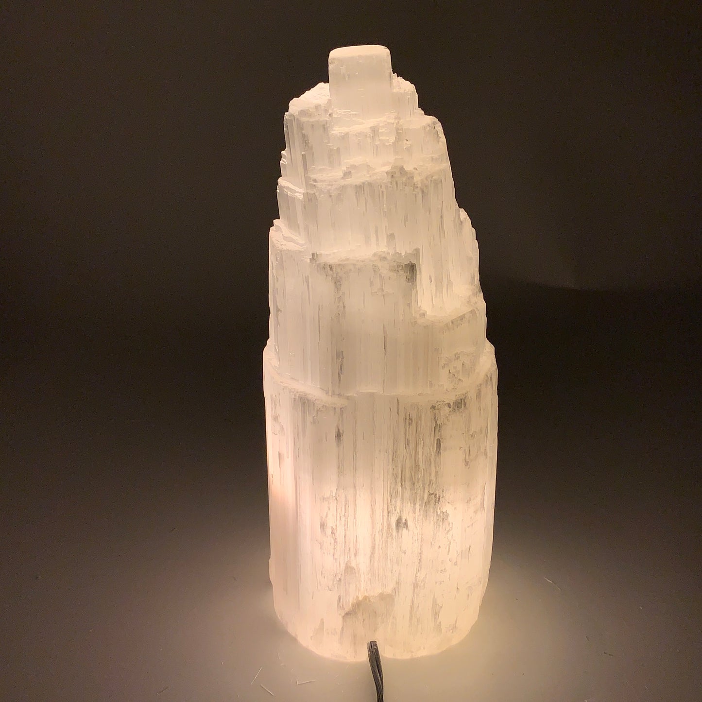 5.7 lb, 9.75"x3.8" White Selenite (Satin Spar) Rough Lamp W/Chord, B35911