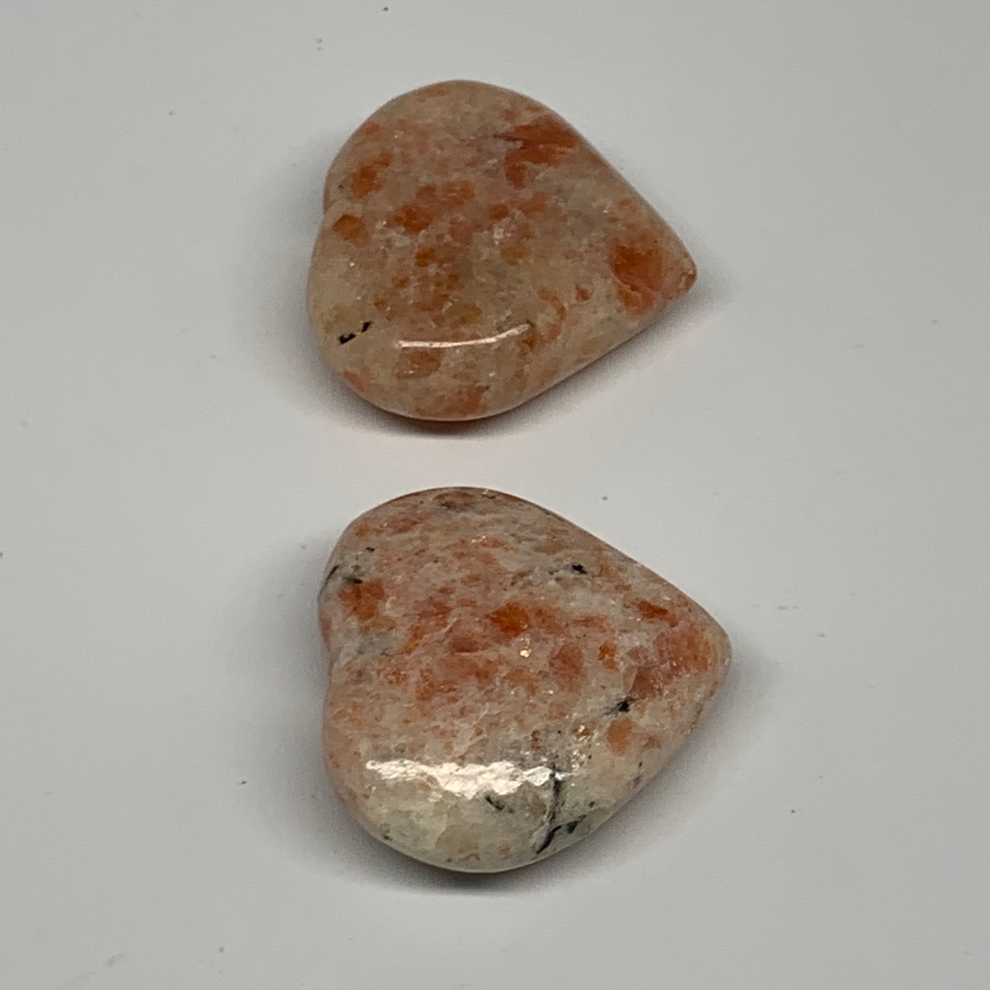 139.5g,1.9"-2", 2pcs, Sunstone Heart Small Polished Healing Crystal,B28031