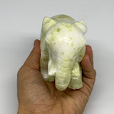 1.7 lbs, 4.9"x3.2"x2.1" Natural Solid Serpentine Elephant Figurine @China, B2727