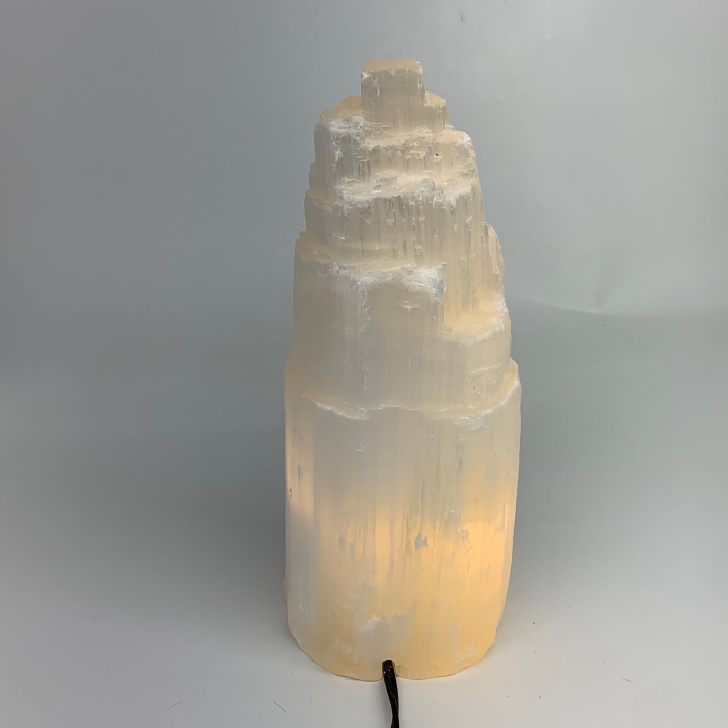 5.7 lb, 9.75"x3.8" White Selenite (Satin Spar) Rough Lamp W/Chord, B35911