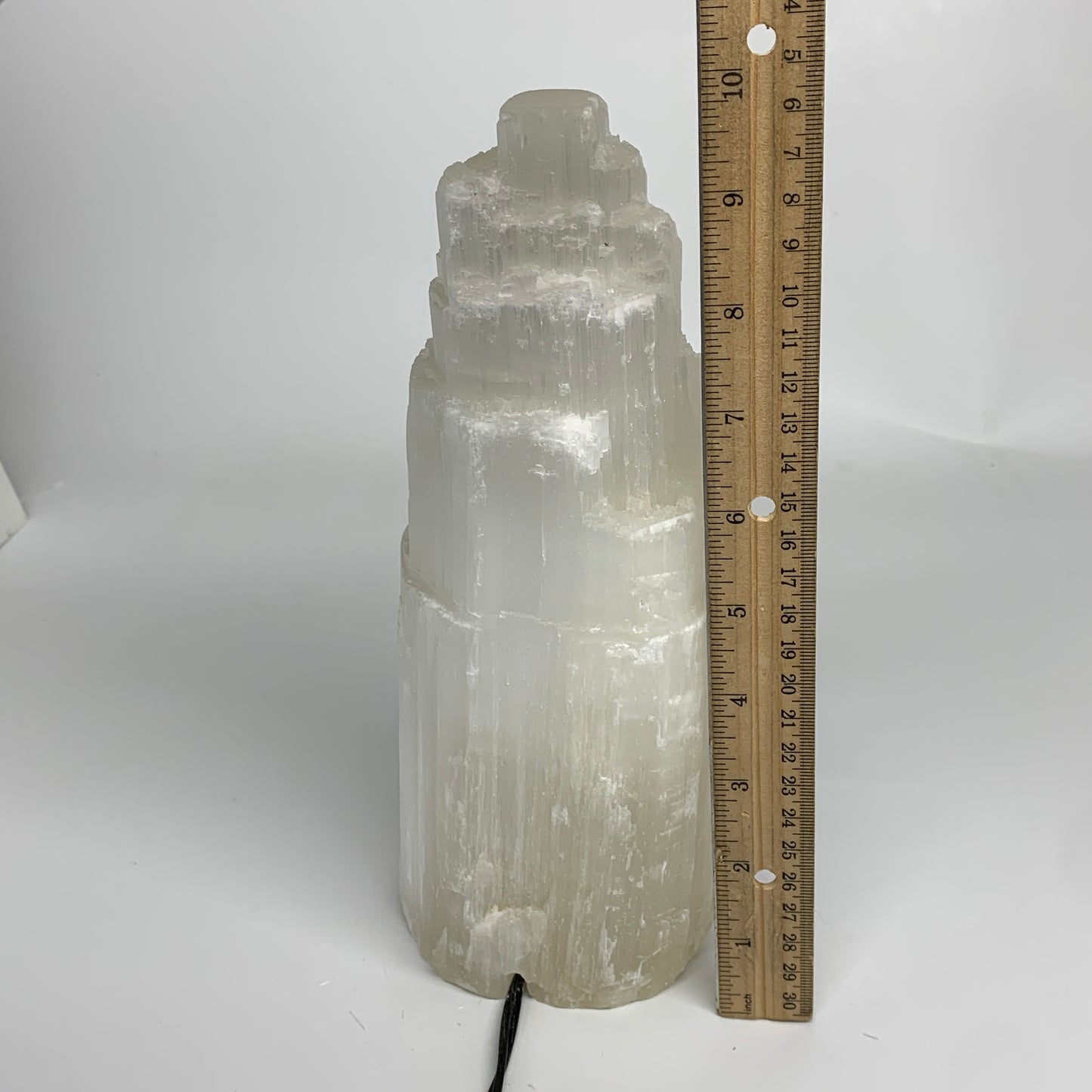 5.7 lb, 9.75"x3.8" White Selenite (Satin Spar) Rough Lamp W/Chord, B35911