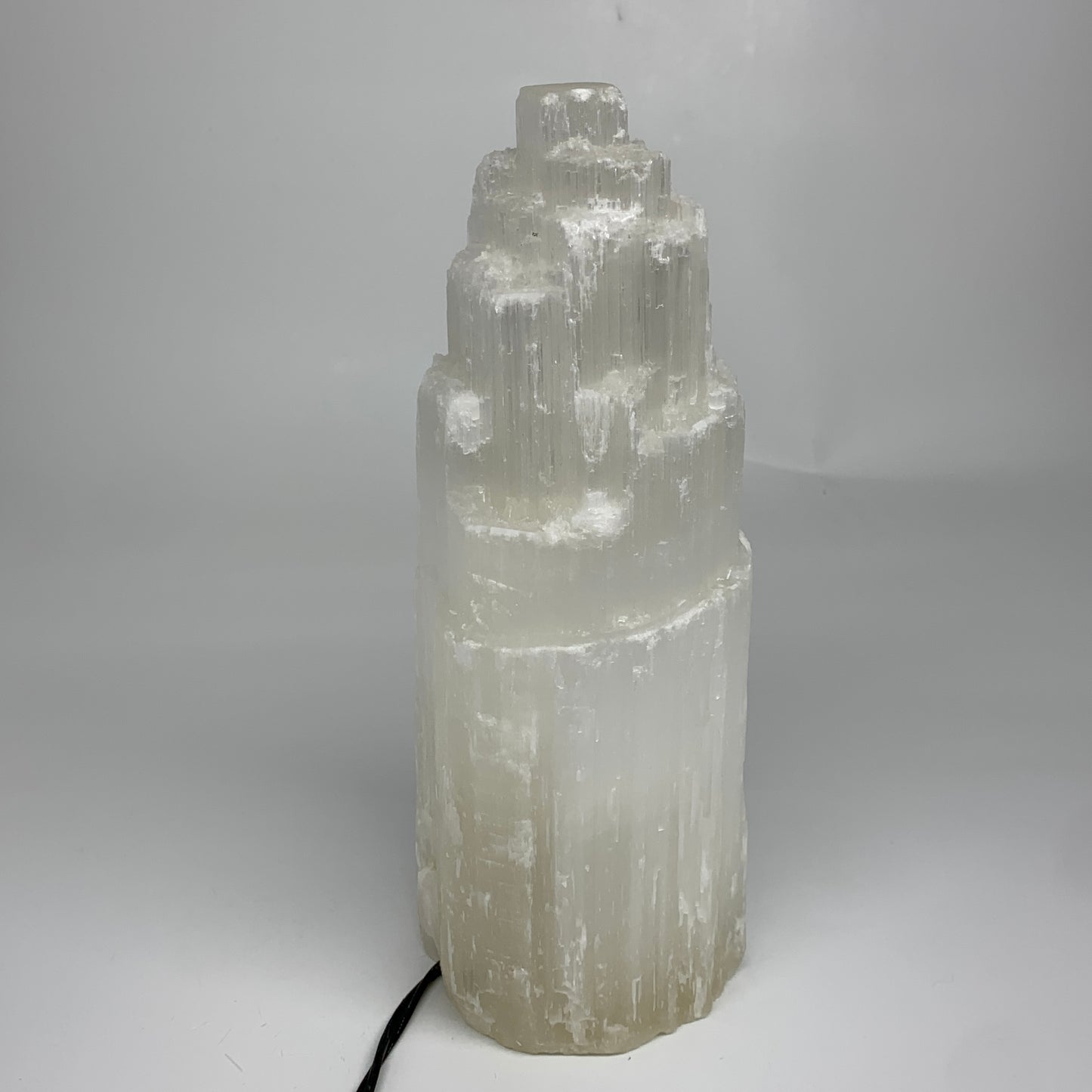 5.7 lb, 9.75"x3.8" White Selenite (Satin Spar) Rough Lamp W/Chord, B35911