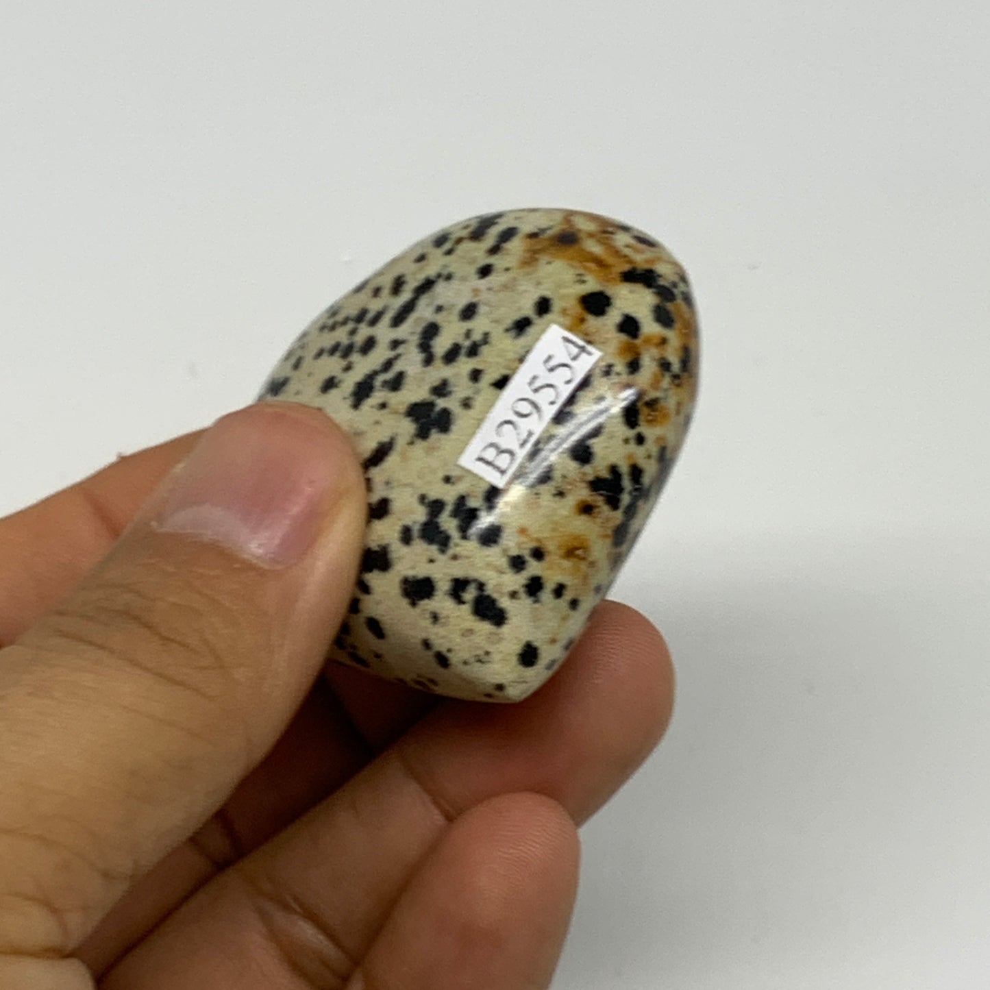62.7g, 1.8"x1.9"x0.8" Dalmatian Jasper Heart Polished Healing Home Decor, B29554