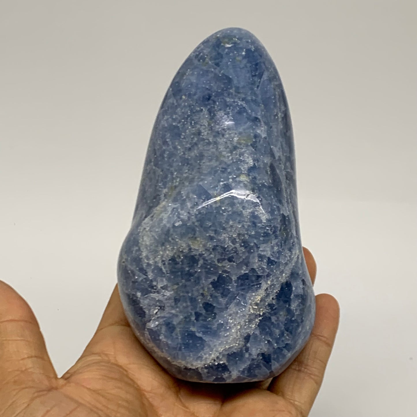 1.2 lbs, 4.6"x2.5"x2.1", Natural Blue Calcite Polished Freeform Stands, B38363