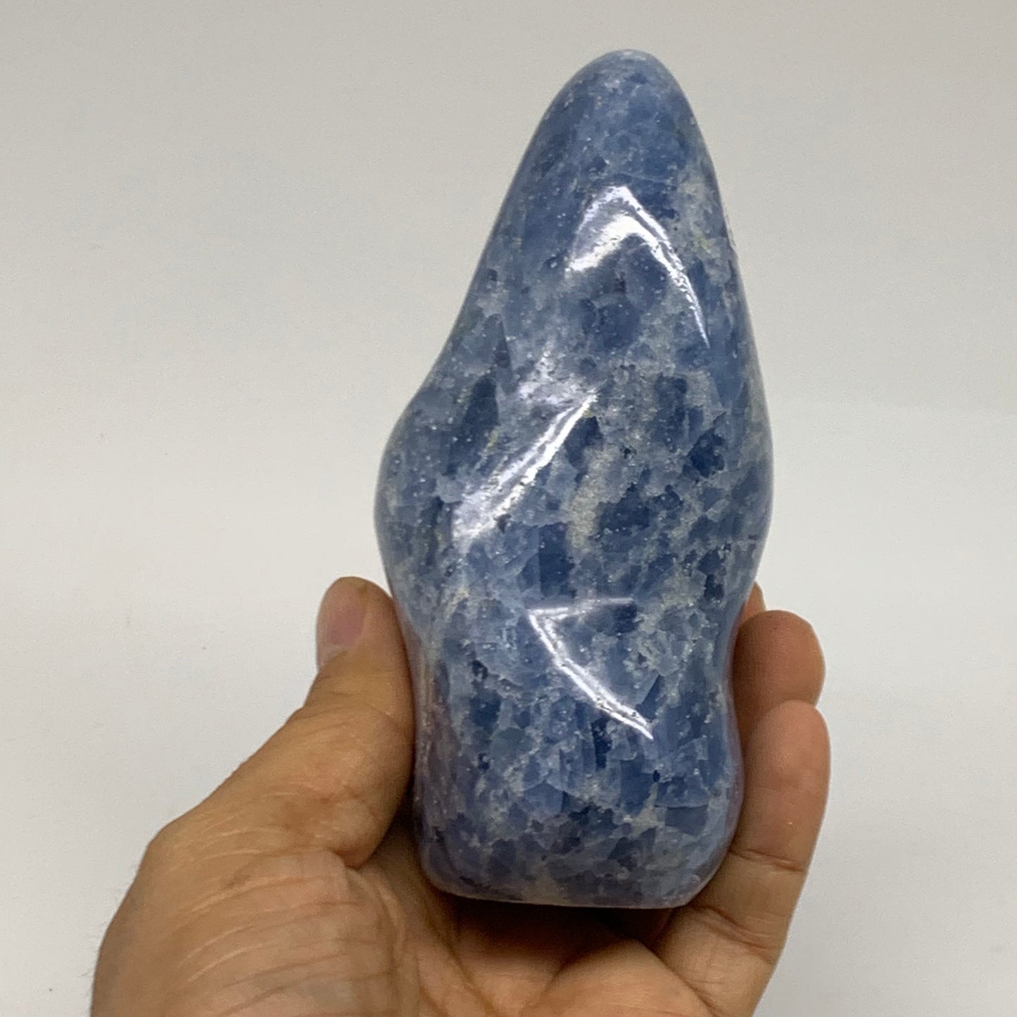 1.2 lbs, 4.6"x2.5"x2.1", Natural Blue Calcite Polished Freeform Stands, B38363