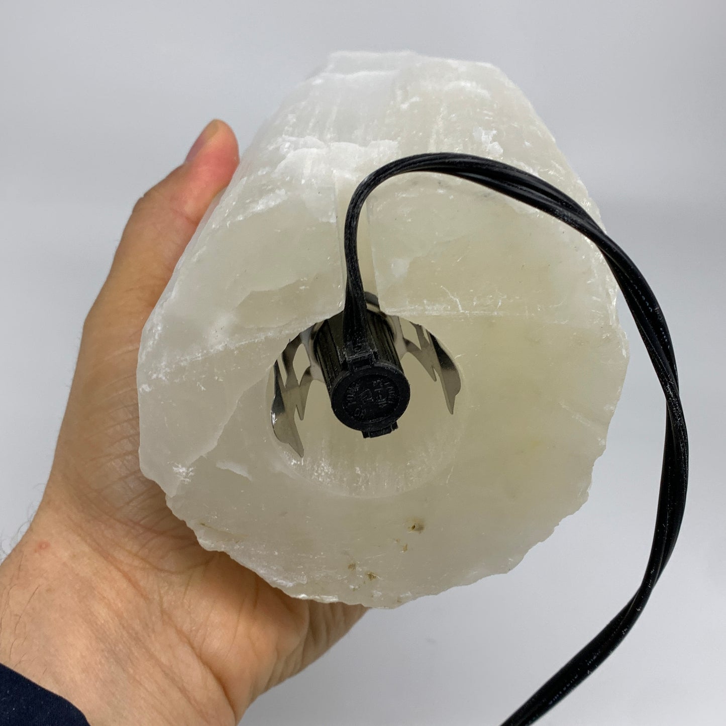 5.7 lb, 9.75"x3.8" White Selenite (Satin Spar) Rough Lamp W/Chord, B35911