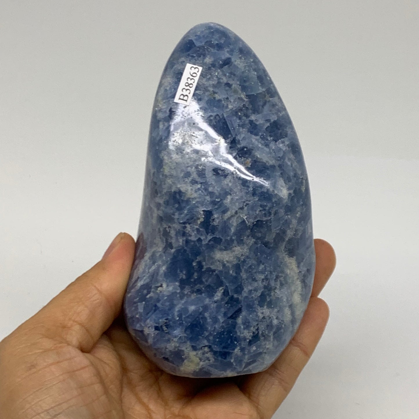 1.2 lbs, 4.6"x2.5"x2.1", Natural Blue Calcite Polished Freeform Stands, B38363