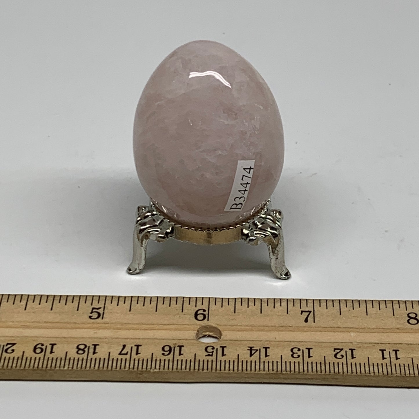 95.3g, 2"x1.5", Natural Gemstone Pink Rose Quartz Egg Crystal @India, B34474