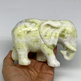1.7 lbs, 4.9"x3.2"x2.1" Natural Solid Serpentine Elephant Figurine @China, B2728