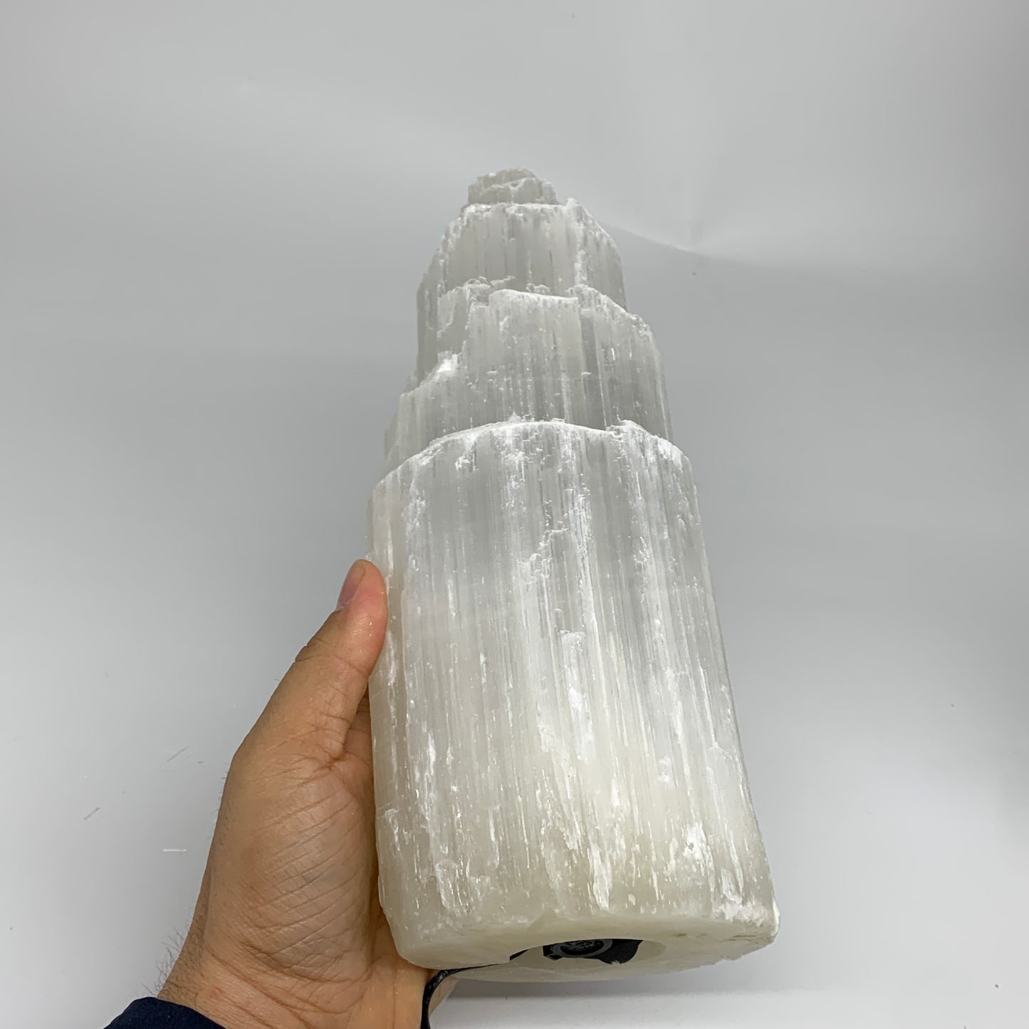 5.7 lb, 9.75"x3.8" White Selenite (Satin Spar) Rough Lamp W/Chord, B35911