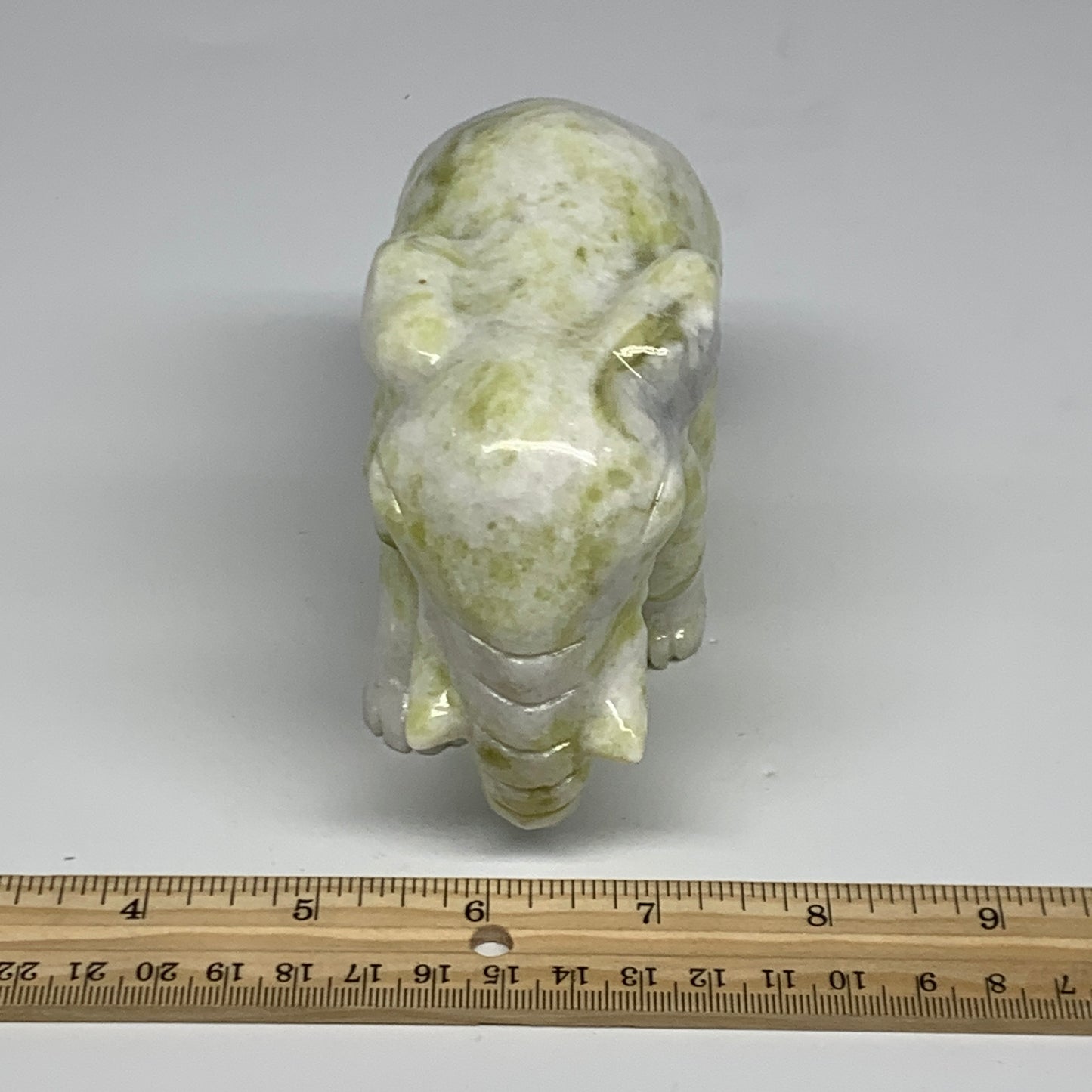 1.7 lbs, 4.9"x3.2"x2.1" Natural Solid Serpentine Elephant Figurine @China, B2728
