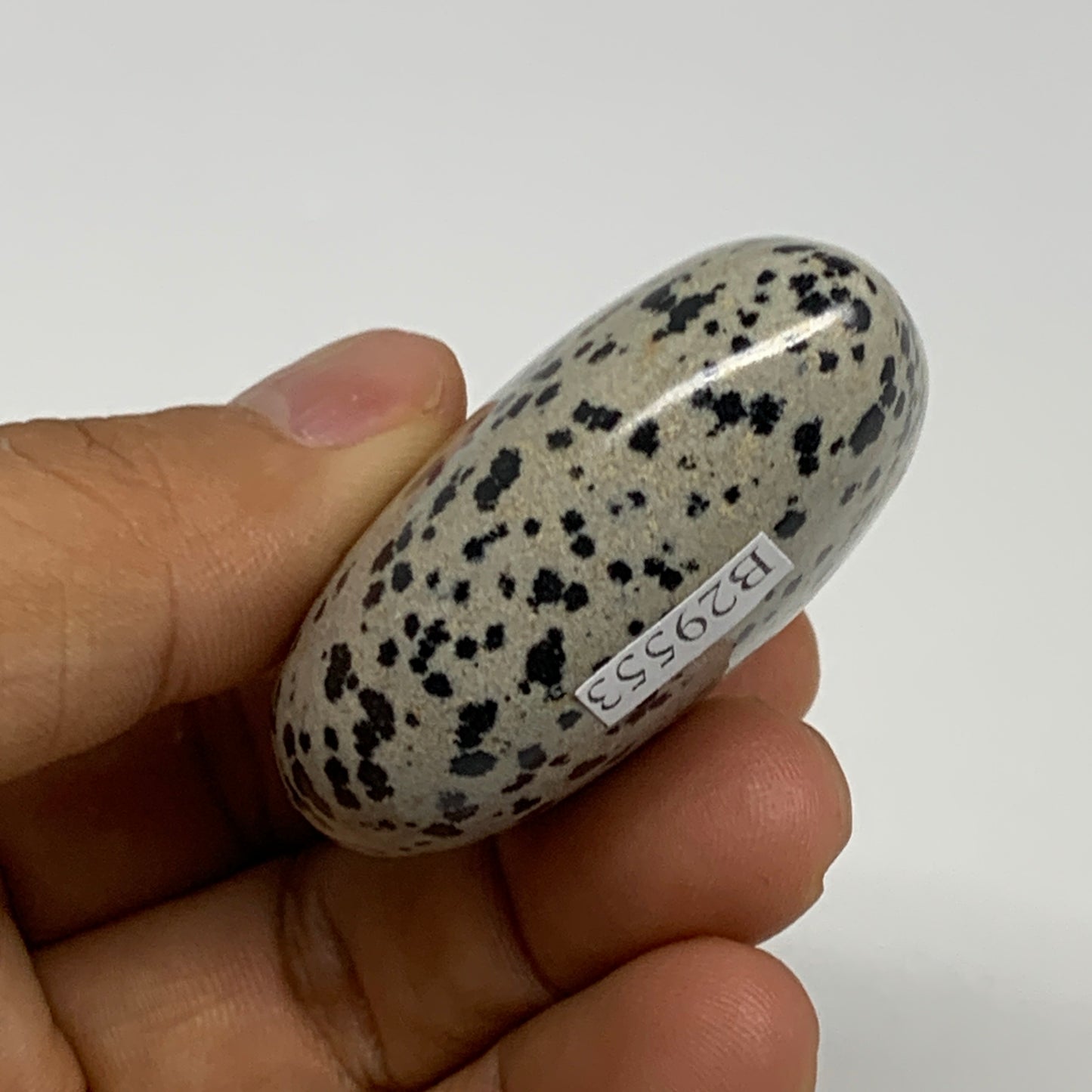 75.5g, 1.9"x2"x0.9" Dalmatian Jasper Heart Polished Healing Home Decor, B29553