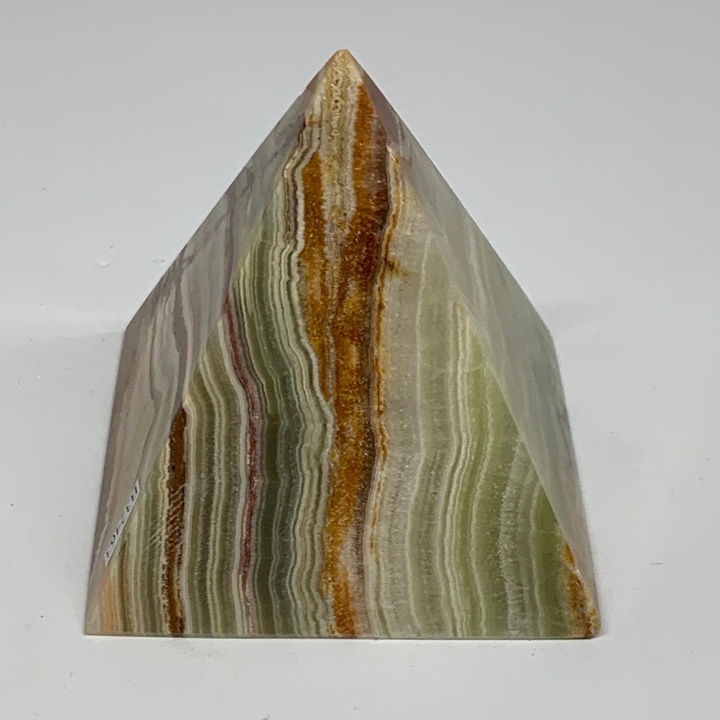 0.97 lbs, 3"x3"x3", Green Onyx Pyramid Gemstone Crystal, B32463