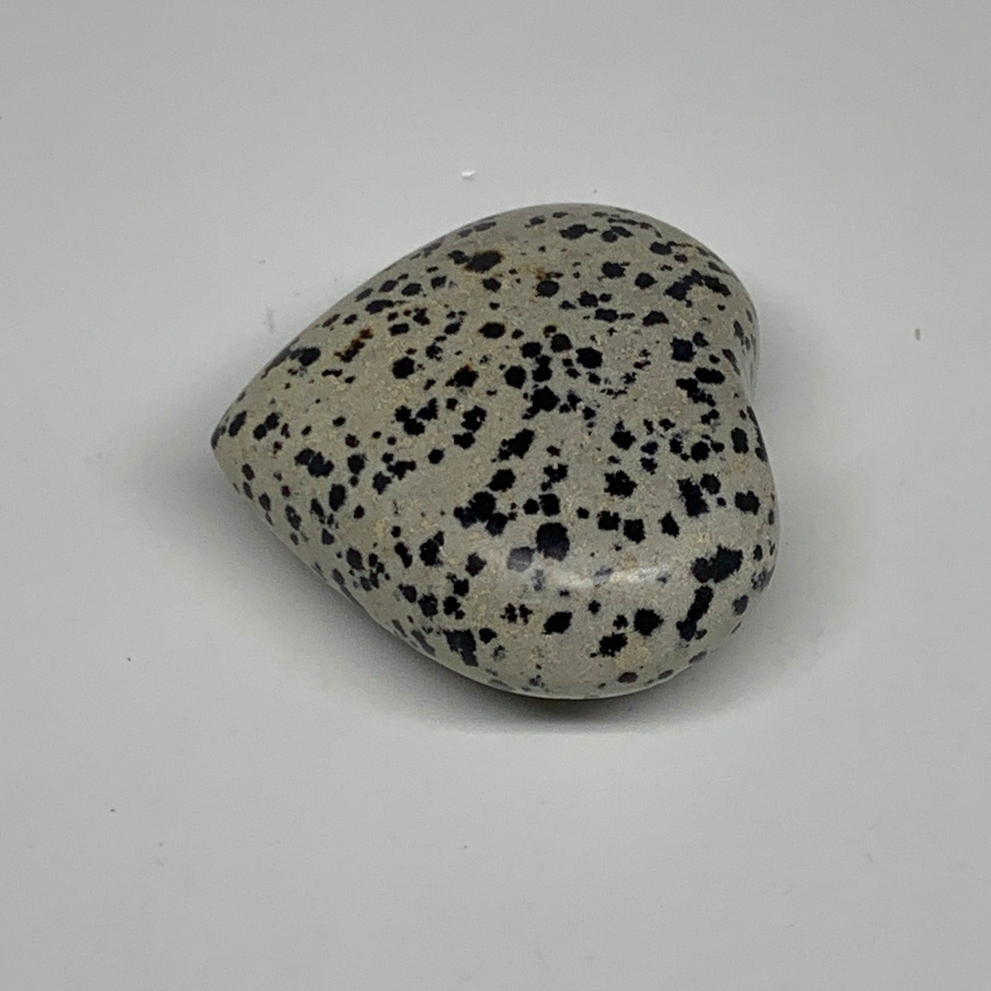 75.5g, 1.9"x2"x0.9" Dalmatian Jasper Heart Polished Healing Home Decor, B29553