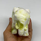 1.7 lbs, 5"x3.2"x2.1" Natural Solid Serpentine Elephant Figurine @China, B27281
