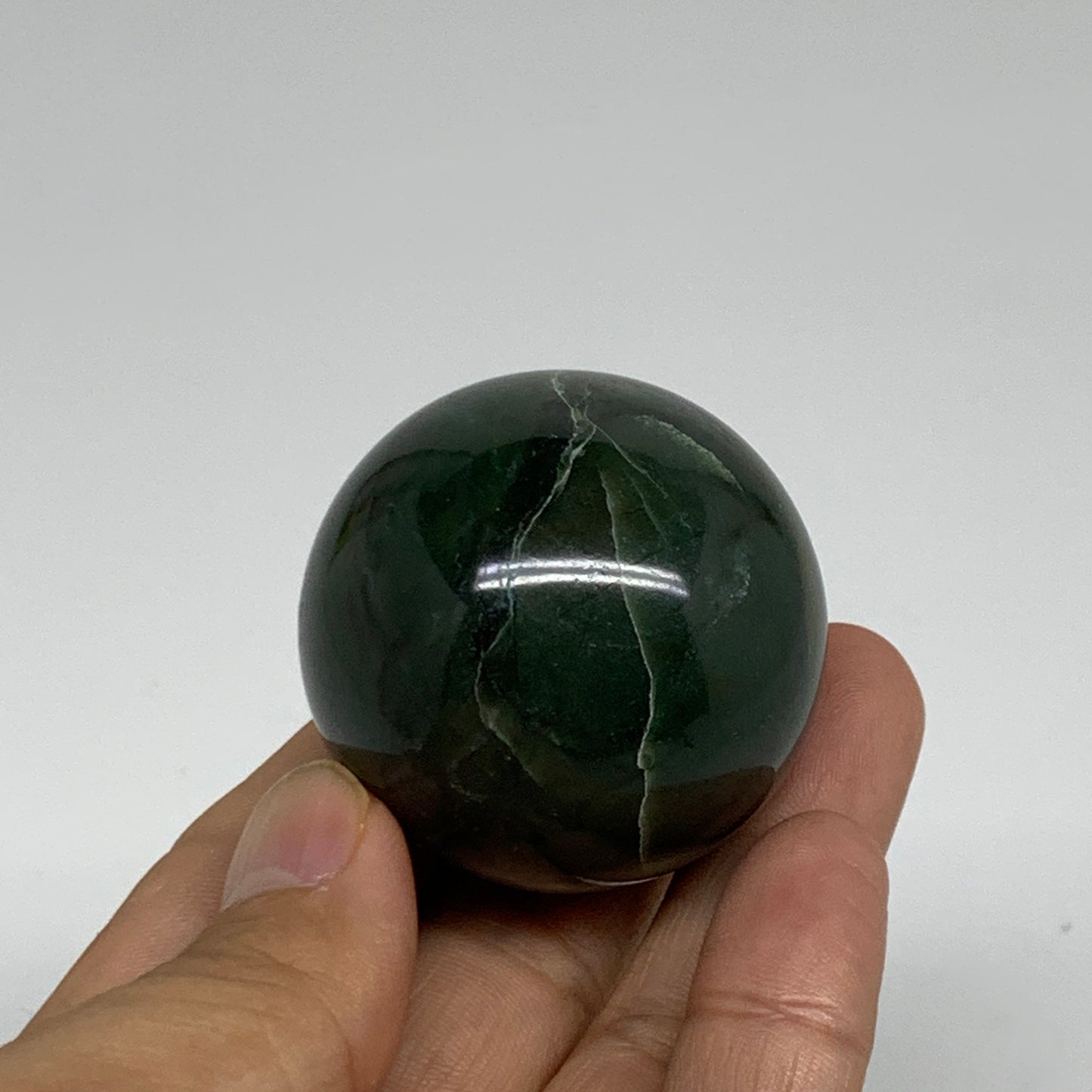 106.1g, 1.7"(42mm) Green Zade Stone Sphere Gemstone,Healing Crystal, B35250