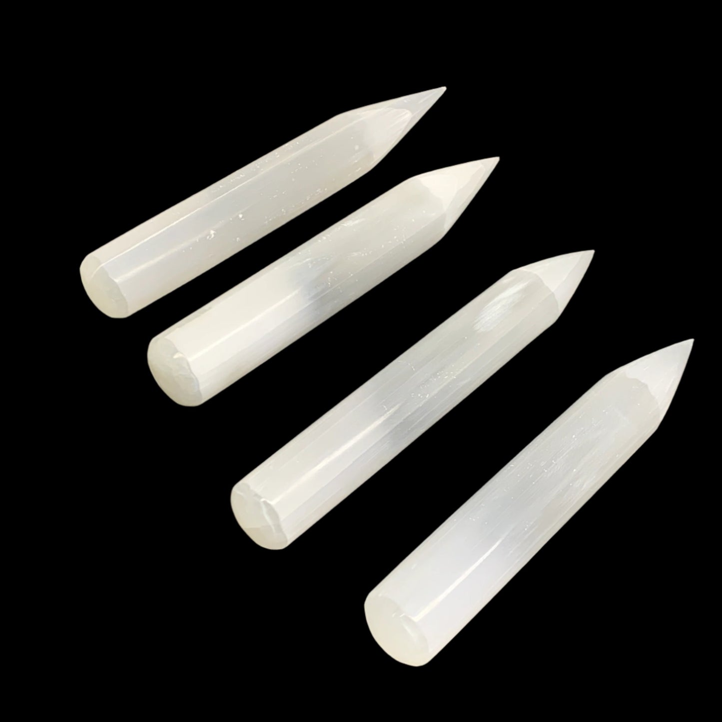 20pcs, 5.3"-6"x20-25mm, Selenite Crystal Wand Point Power White Selenite, B35913