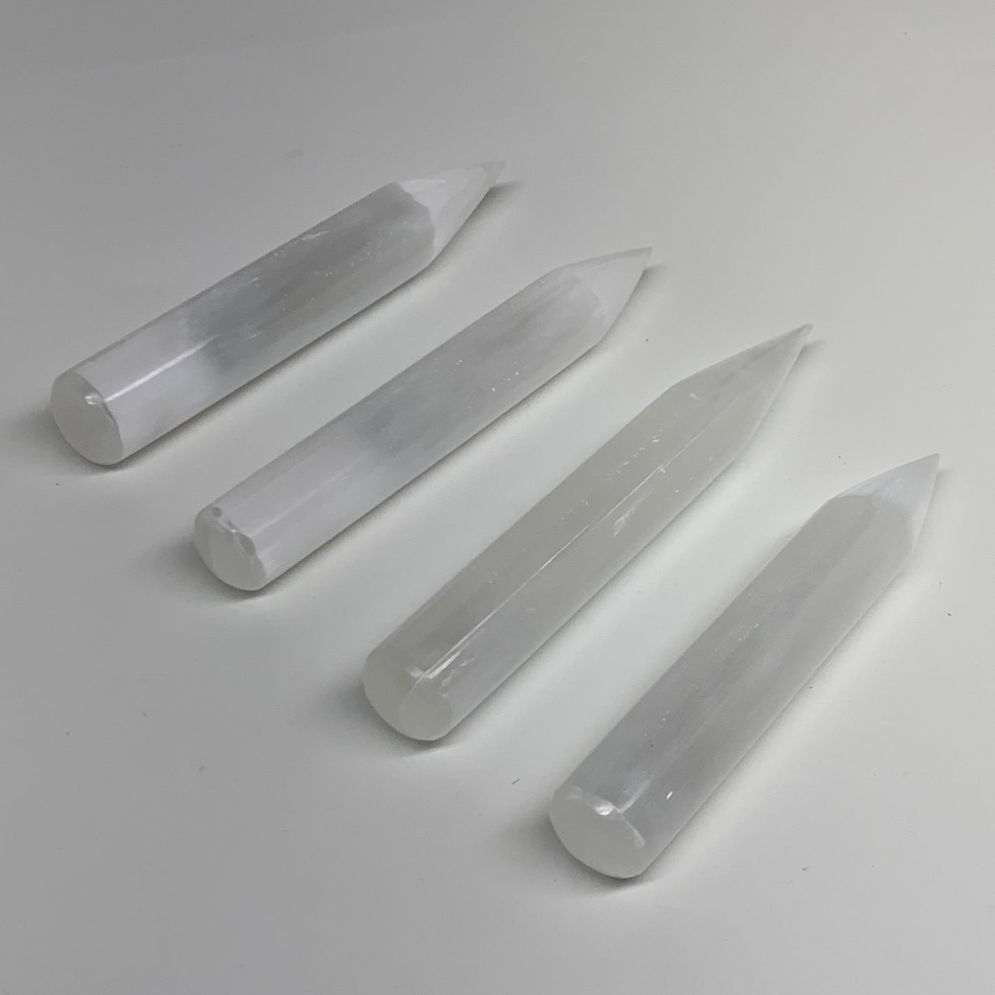 20pcs, 5.3"-6"x20-25mm, Selenite Crystal Wand Point Power White Selenite, B35913