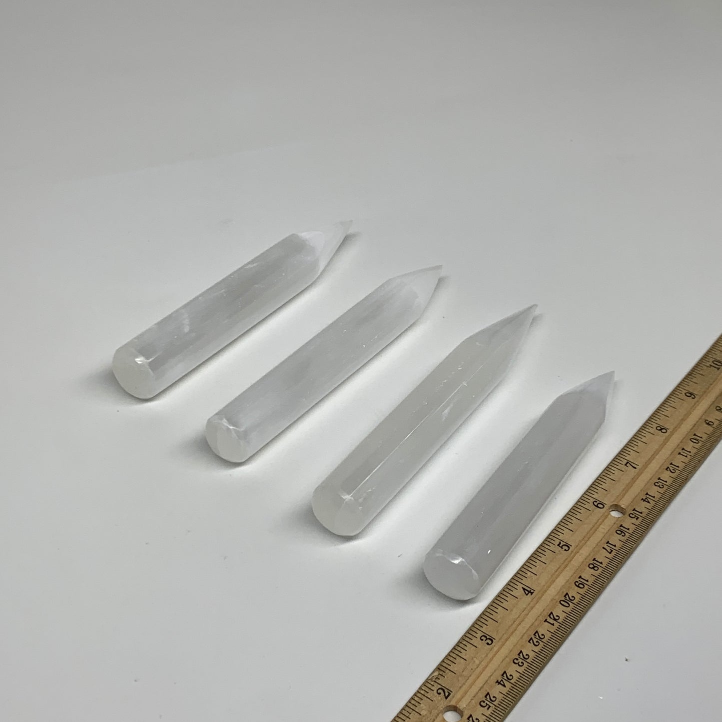 20pcs, 5.3"-6"x20-25mm, Selenite Crystal Wand Point Power White Selenite, B35913