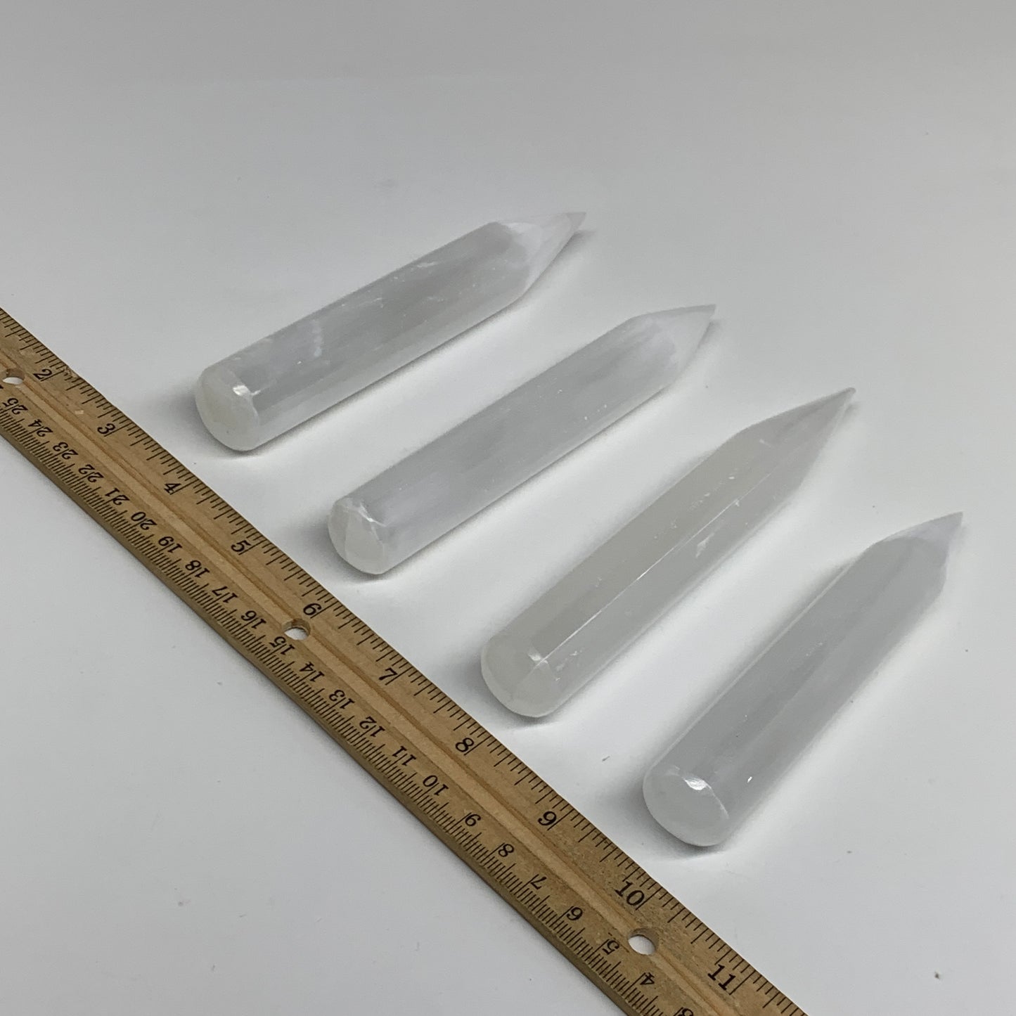 20pcs, 5.3"-6"x20-25mm, Selenite Crystal Wand Point Power White Selenite, B35913