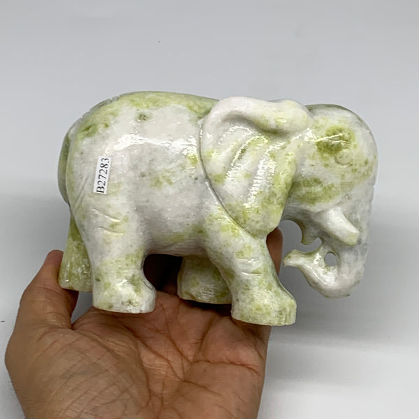 1.88 Lbs, 4.9"x3.3"x2.2" Natural Solid Serpentine Elephant Figurine @China, B272