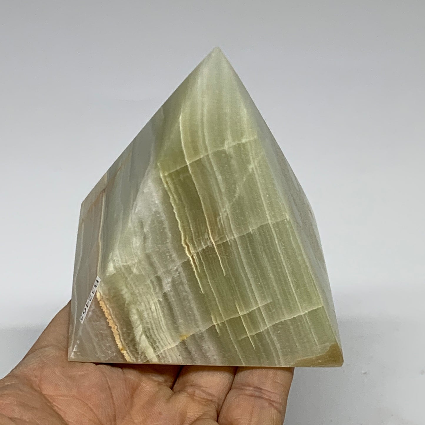 0.93 lbs, 3"x2.9"x2.9", Green Onyx Pyramid Gemstone Crystal, B32465