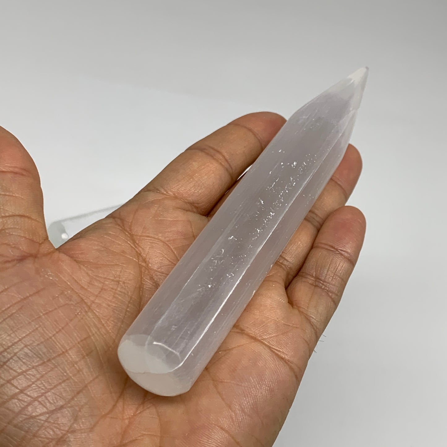 20pcs, 5.3"-6"x20-25mm, Selenite Crystal Wand Point Power White Selenite, B35913