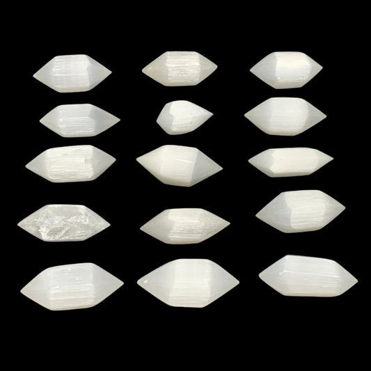 25pcs, 1.9"-2.7"x0.9"-1.2", Selenite Crystal Double Point Power White, B35914
