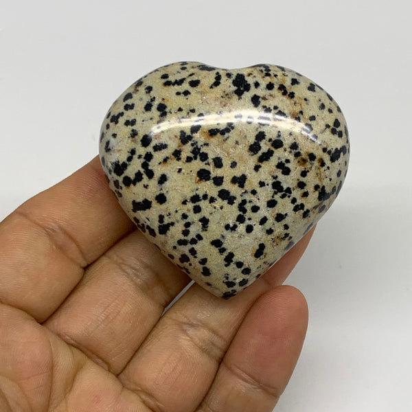 78.8g, 2"x2.1"x0.9" Dalmatian Jasper Heart Polished Healing Home Decor, B29550