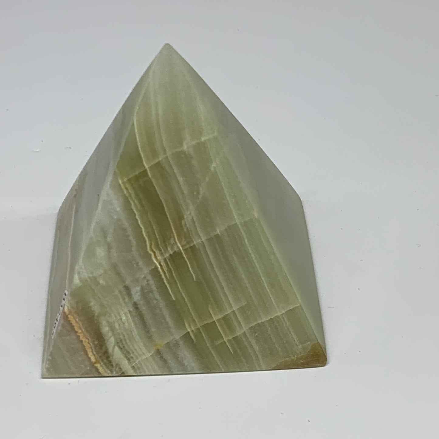 0.93 lbs, 3"x2.9"x2.9", Green Onyx Pyramid Gemstone Crystal, B32465