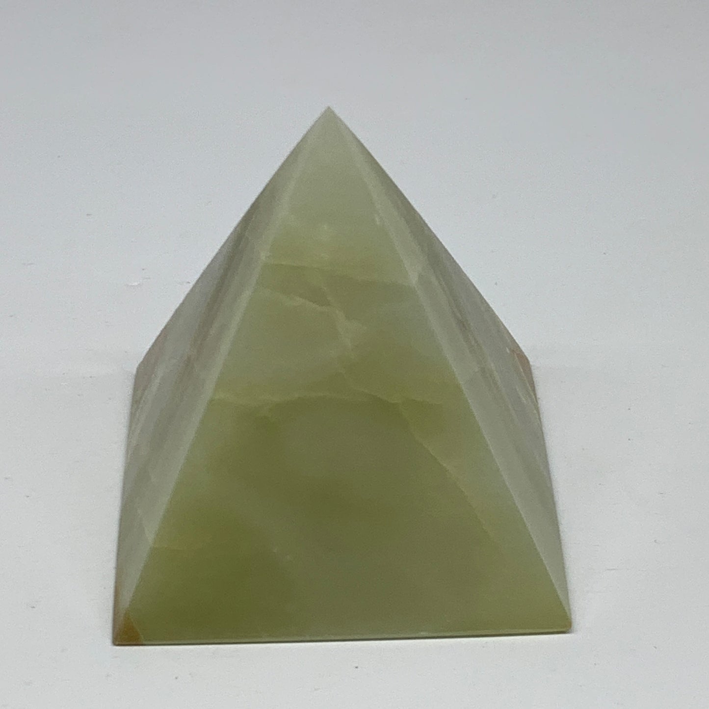 0.93 lbs, 3"x2.9"x2.9", Green Onyx Pyramid Gemstone Crystal, B32465