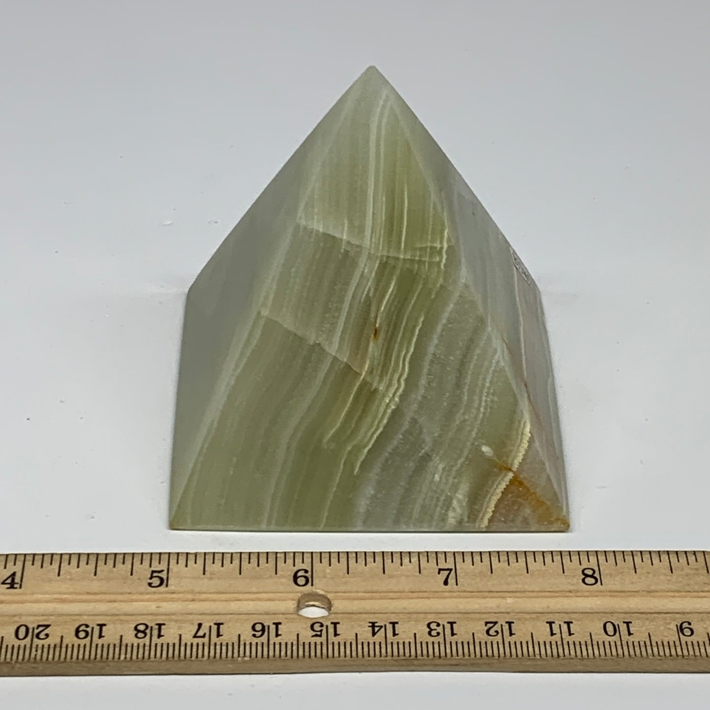 0.93 lbs, 3"x2.9"x2.9", Green Onyx Pyramid Gemstone Crystal, B32465