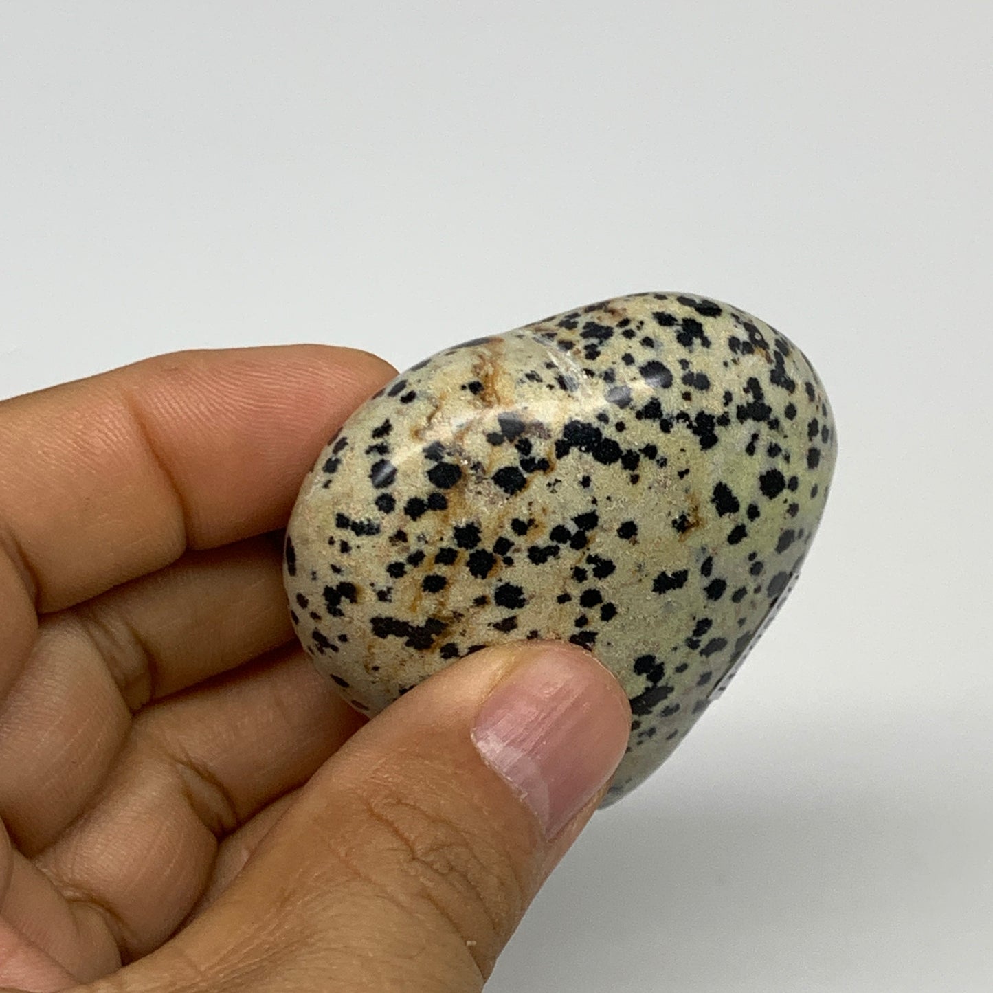 78.8g, 2"x2.1"x0.9" Dalmatian Jasper Heart Polished Healing Home Decor, B29550