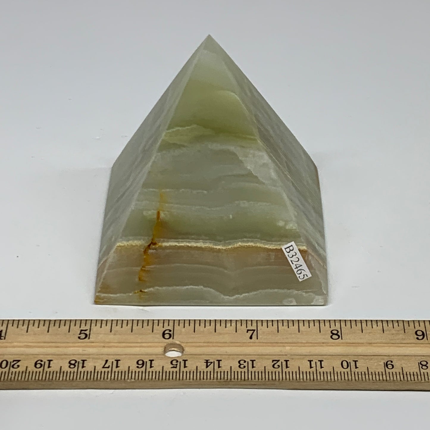 0.93 lbs, 3"x2.9"x2.9", Green Onyx Pyramid Gemstone Crystal, B32465