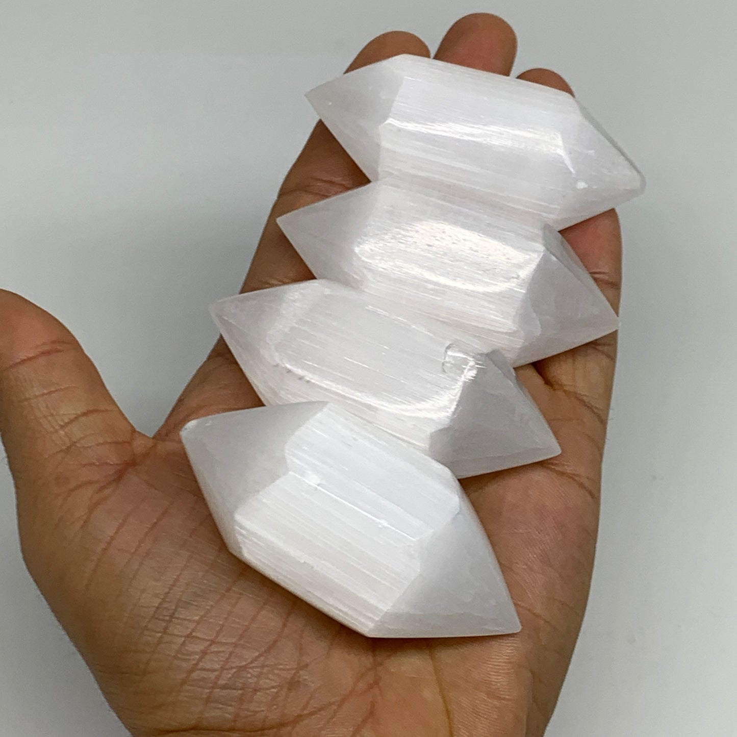 1pcs, 1.9"-2.7"x0.9"-1.2", Selenite Crystal Double Point Power White, B35914