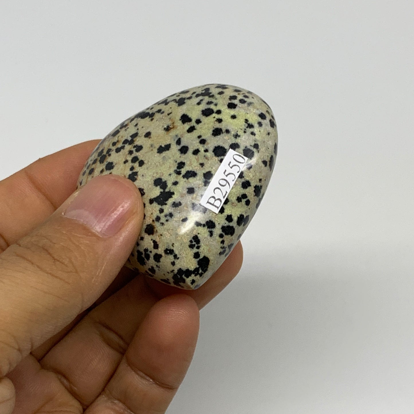 78.8g, 2"x2.1"x0.9" Dalmatian Jasper Heart Polished Healing Home Decor, B29550