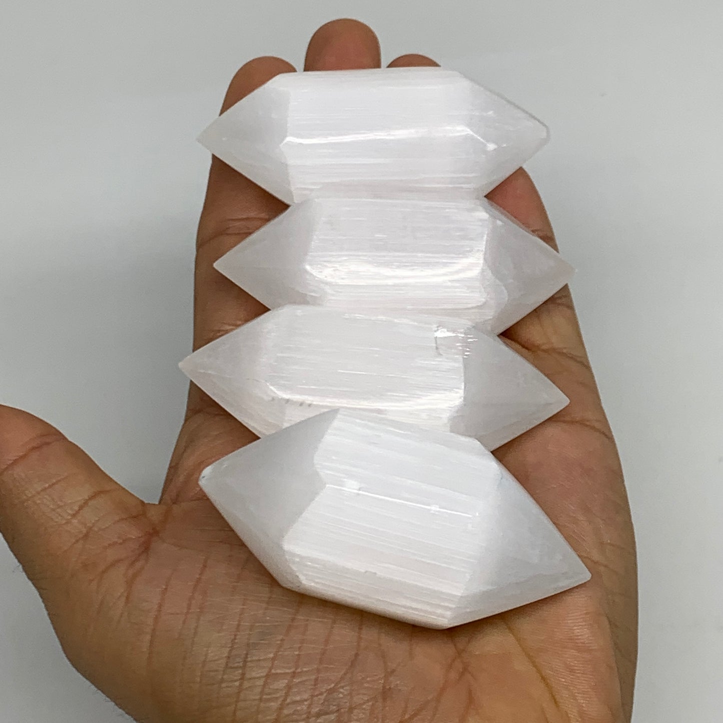 1pcs, 1.9"-2.7"x0.9"-1.2", Selenite Crystal Double Point Power White, B35914