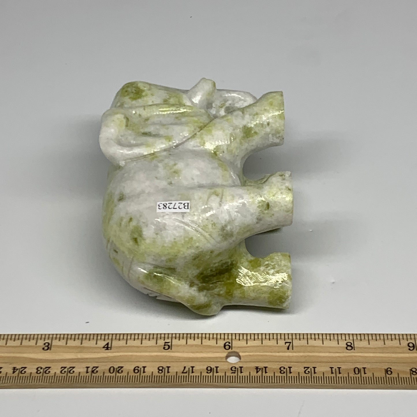 1.88 Lbs, 4.9"x3.3"x2.2" Natural Solid Serpentine Elephant Figurine @China, B272