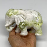1.81 Lbs, 5"x3.2"x2.1" Natural Solid Serpentine Elephant Figurine @China, B27284