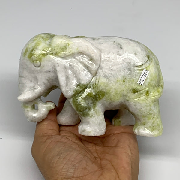 1.81 Lbs, 5"x3.2"x2.1" Natural Solid Serpentine Elephant Figurine @China, B27284