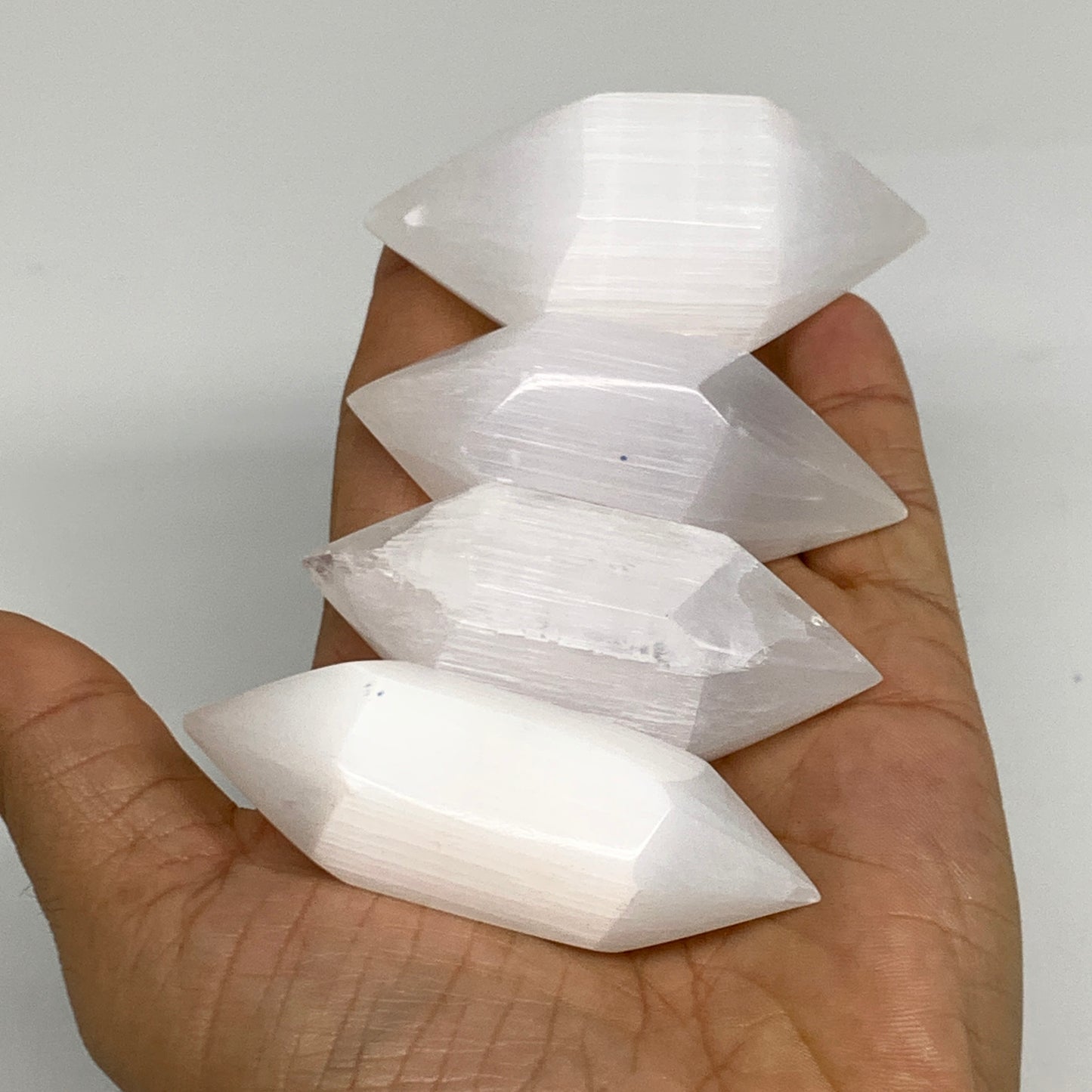 1pcs, 1.9"-2.7"x0.9"-1.2", Selenite Crystal Double Point Power White, B35914