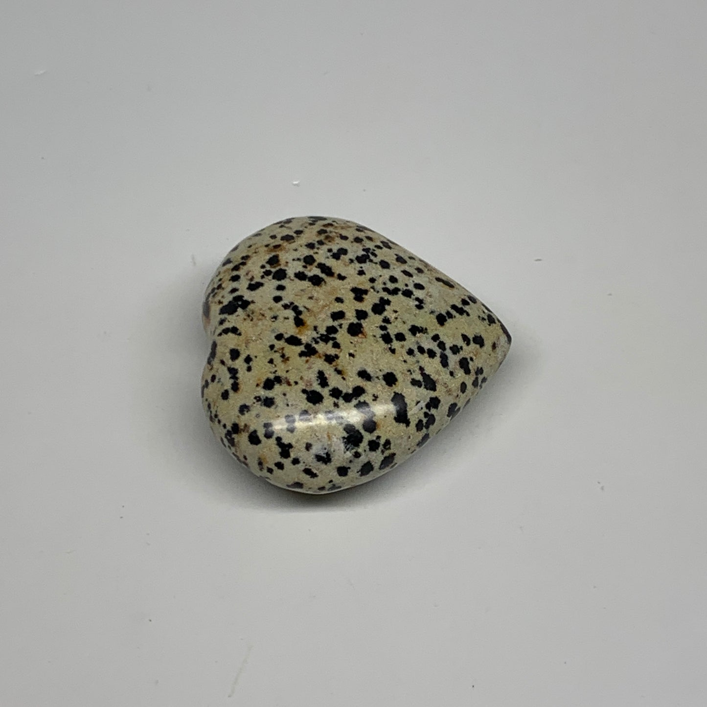 78.8g, 2"x2.1"x0.9" Dalmatian Jasper Heart Polished Healing Home Decor, B29550