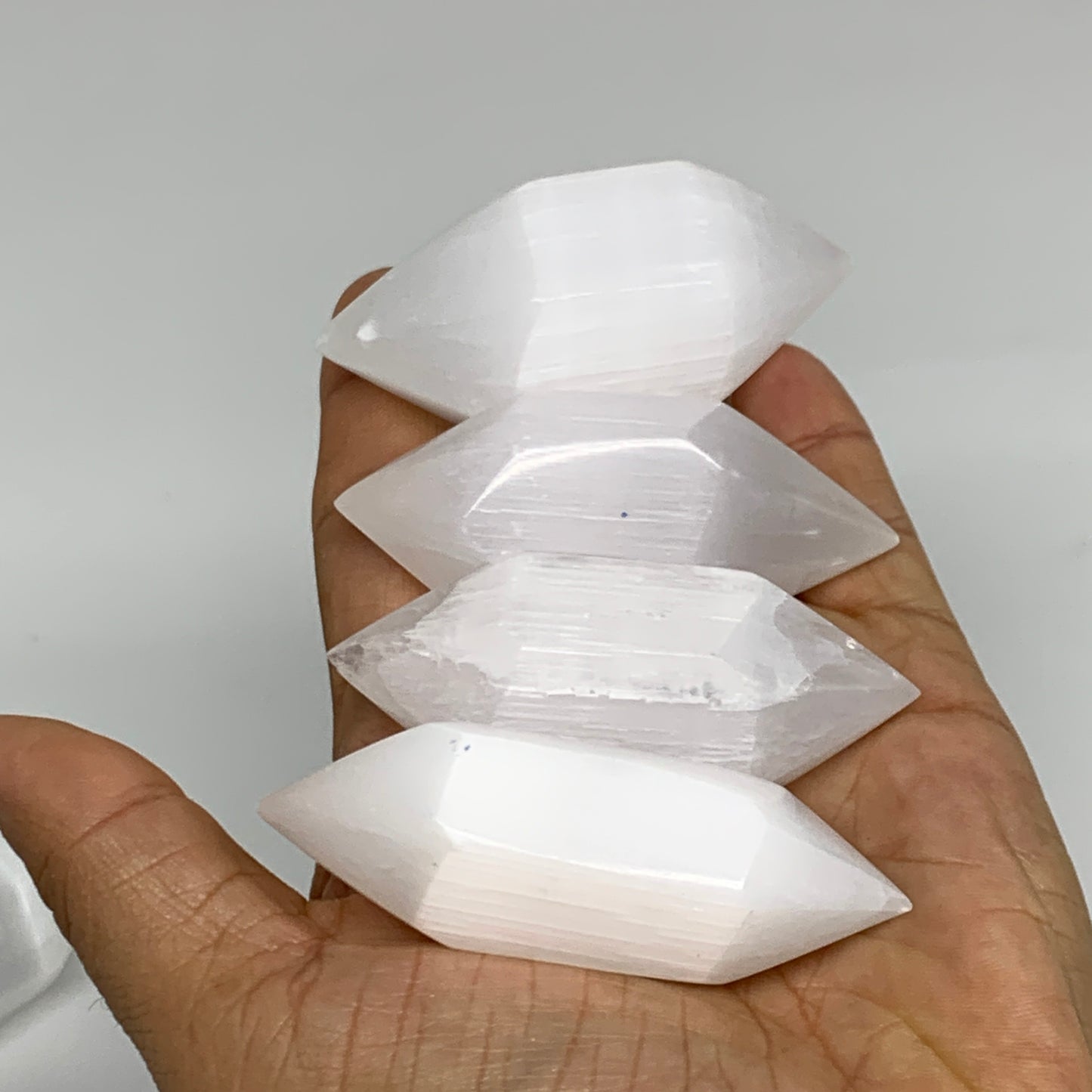 1pcs, 1.9"-2.7"x0.9"-1.2", Selenite Crystal Double Point Power White, B35914