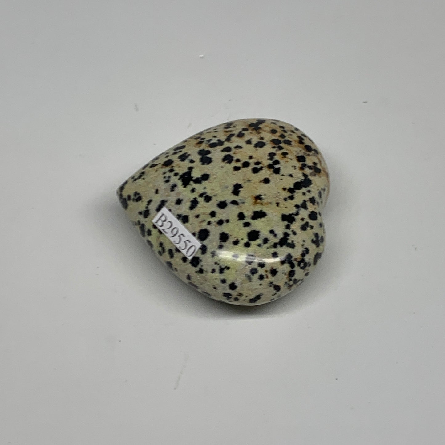 78.8g, 2"x2.1"x0.9" Dalmatian Jasper Heart Polished Healing Home Decor, B29550